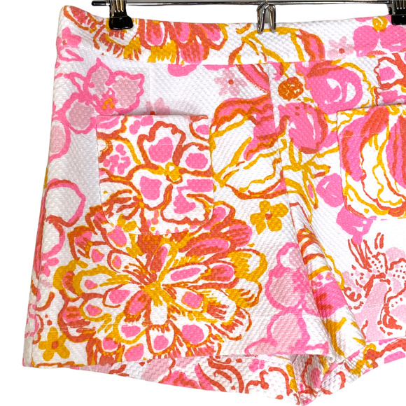 Lilly Pulitzer Floral High Rise Alycia Happiness Is Resort Shorts Pink Women 4 - Picture 3 of 8
